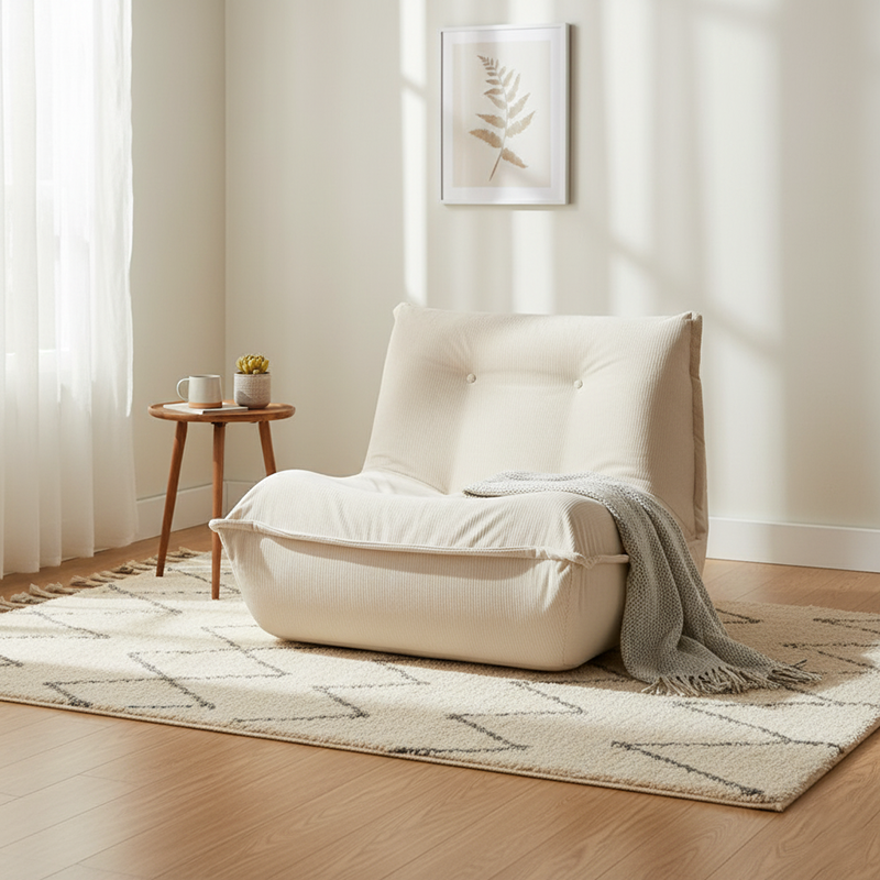 Contemporary Nordic Ergonomic Compressed Foam Sofa - Eco-Friendly High-Resilience Foam Fabric Sofa For Living Room & Bedroom Cuvalon
