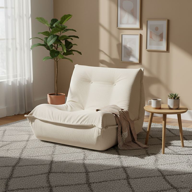 Contemporary Nordic Ergonomic Compressed Foam Sofa - Eco-Friendly High-Resilience Foam Fabric Sofa For Living Room & Bedroom Cuvalon