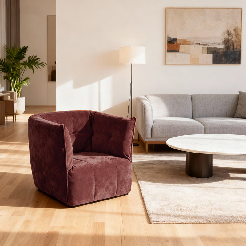 Contemporary Scandinavian U-Shape Fabric Lounge Chair Sofa - Small Space Sponge Comfy Accent Chair For Living Room Cuvalon