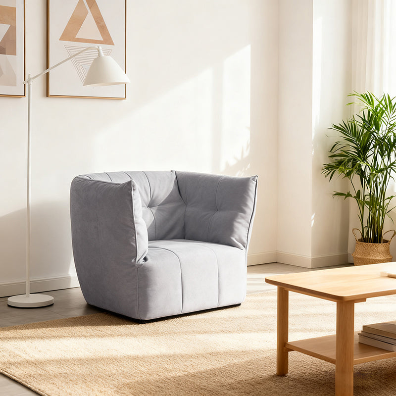 Contemporary Scandinavian U-Shape Fabric Lounge Chair Sofa - Small Space Sponge Comfy Accent Chair For Living Room Cuvalon