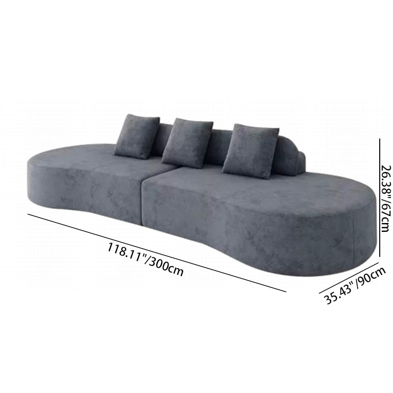 Contemporary Scandinavian Curved Streamline Fabric Sofa - Low Profile Accent Chair For Living Room Cuvalon