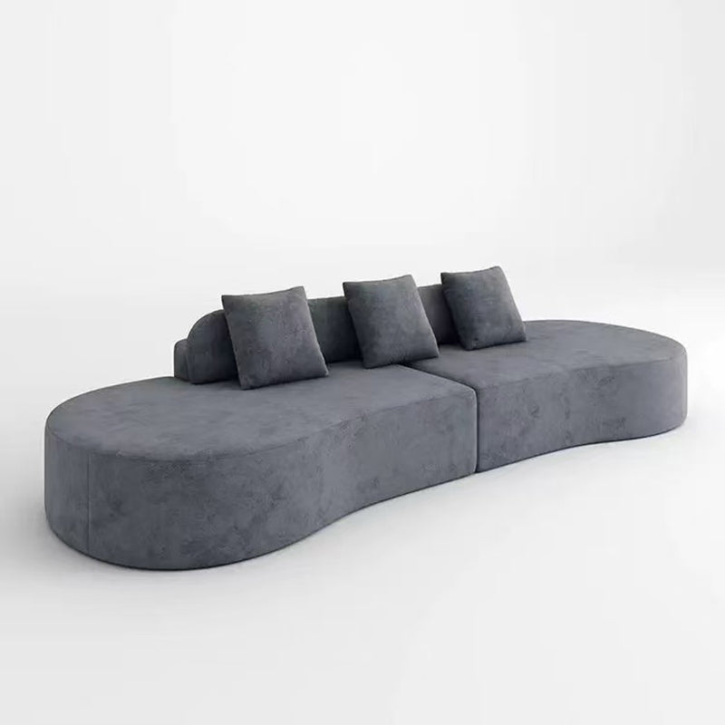 Contemporary Scandinavian Curved Streamline Fabric Sofa - Low Profile Accent Chair For Living Room Cuvalon