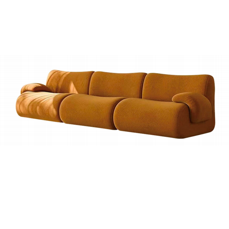 Contemporary Nordic Modular Fabric Compressed Sofa - Rounded 3-Section Accent Chair For Living Room Cuvalon