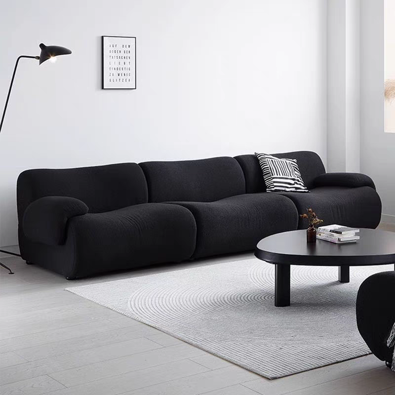 Contemporary Nordic Modular Fabric Compressed Sofa - Rounded 3-Section Accent Chair For Living Room Cuvalon