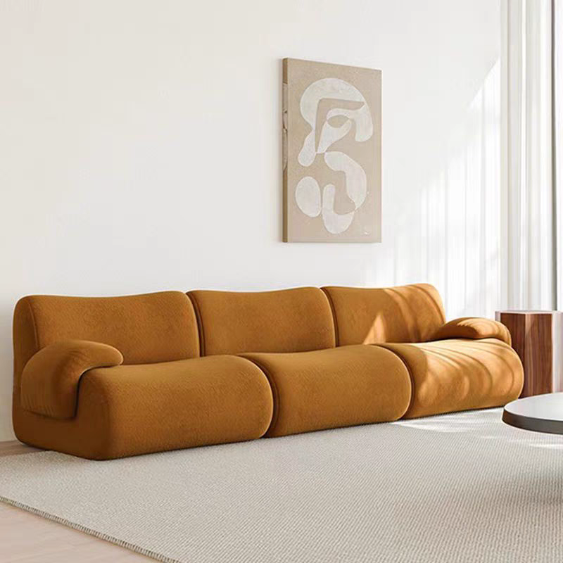 Contemporary Nordic Modular Fabric Compressed Sofa - Rounded 3-Section Accent Chair For Living Room Cuvalon