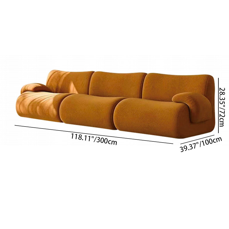 Contemporary Nordic Modular Fabric Compressed Sofa - Rounded 3-Section Accent Chair For Living Room Cuvalon