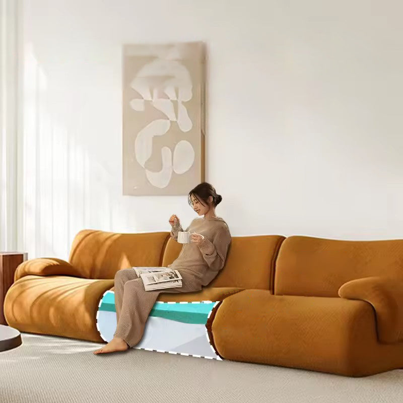 Contemporary Nordic Modular Fabric Compressed Sofa - Rounded 3-Section Accent Chair For Living Room Cuvalon