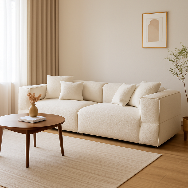 Modern Minimalist Compressed Fabric Sofa - Integrated Soft-Pack Square Accent Sofa For Living Room Cuvalon