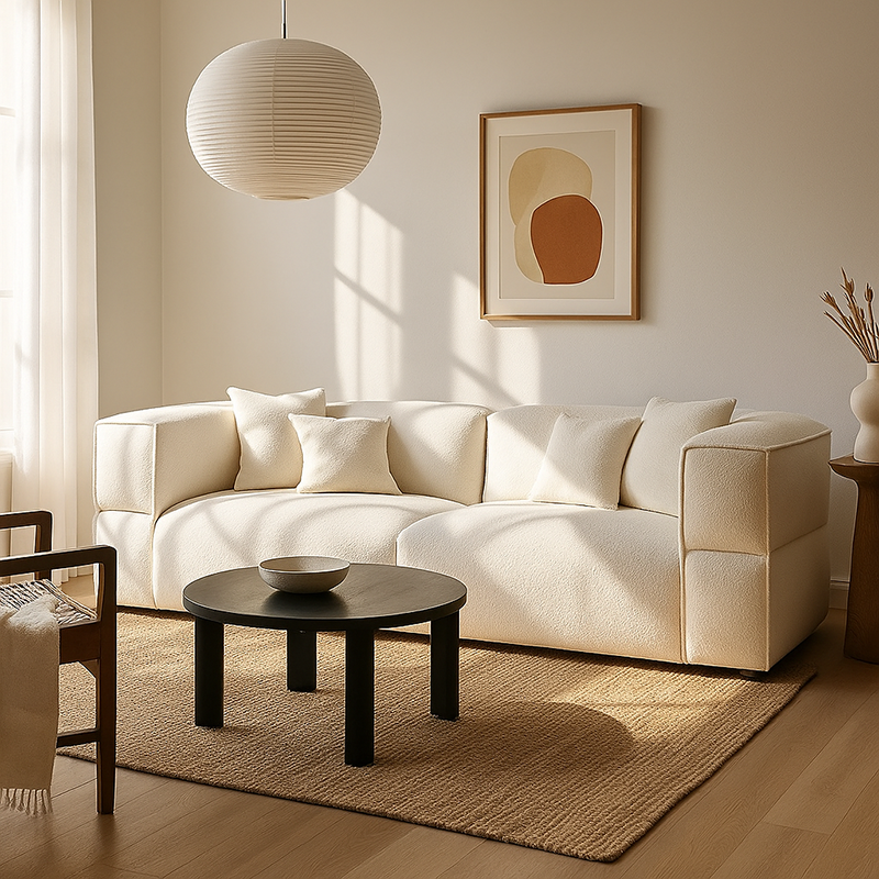 Modern Minimalist Compressed Fabric Sofa - Integrated Soft-Pack Square Accent Sofa For Living Room Cuvalon