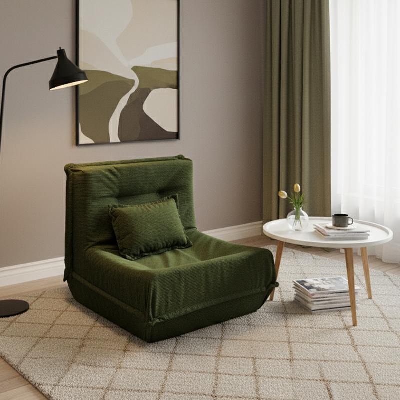Contemporary Nordic Corduroy Compressed Single Sofa - No-Installation High-Density Sponge Accent Chair For Living Room Cuvalon