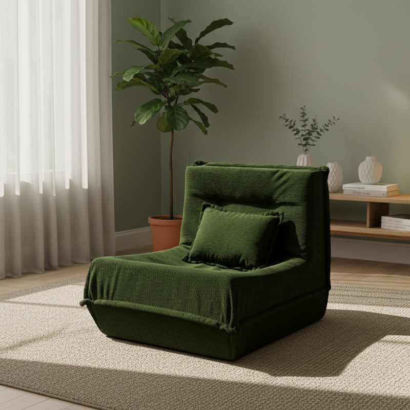 Contemporary Nordic Corduroy Compressed Single Sofa - No-Installation High-Density Sponge Accent Chair For Living Room Cuvalon