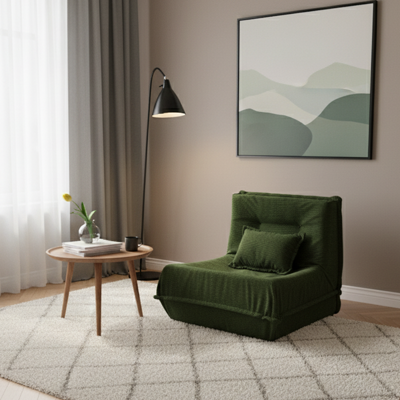 Contemporary Nordic Corduroy Compressed Single Sofa - No-Installation High-Density Sponge Accent Chair For Living Room Cuvalon