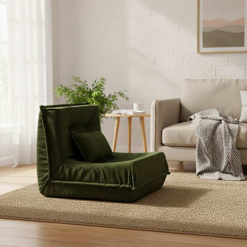 Contemporary Nordic Corduroy Compressed Single Sofa - No-Installation High-Density Sponge Accent Chair For Living Room Cuvalon