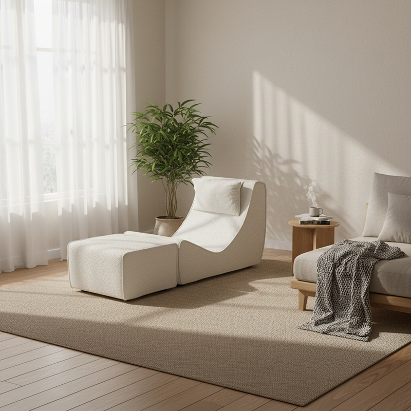Modern Minimalist Compressed Sherpa Sofa - Wave-Shaped S-Curve Lounge Chair For Living Room Cuvalon