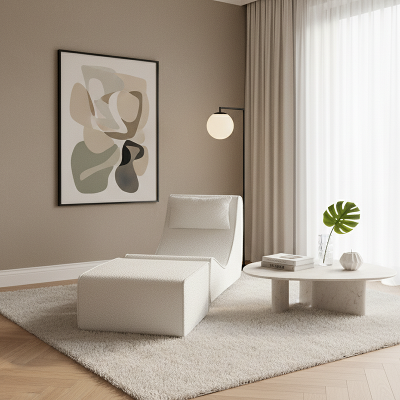 Modern Minimalist Compressed Sherpa Sofa - Wave-Shaped S-Curve Lounge Chair For Living Room Cuvalon
