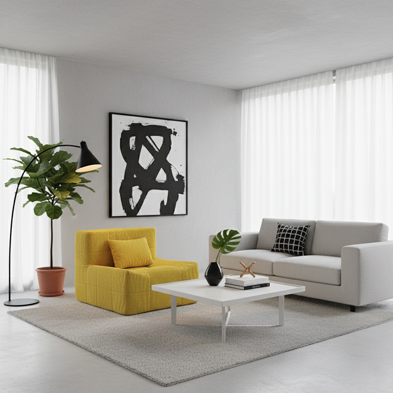 Contemporary Nordic Corduroy Compressed Accent Sofa - High-Density Sponge Lazy Sofa For Living Room Cuvalon