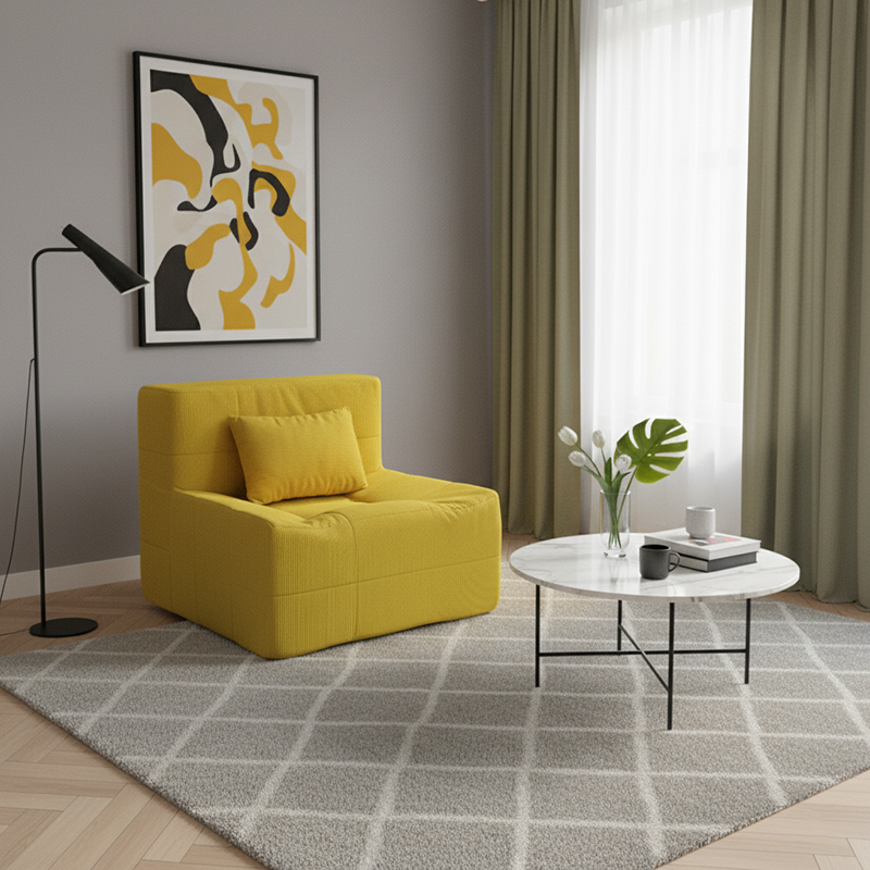 Contemporary Nordic Corduroy Compressed Accent Sofa - High-Density Sponge Lazy Sofa For Living Room Cuvalon