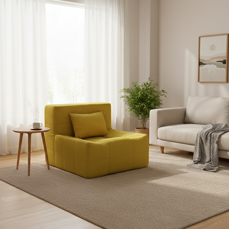Contemporary Nordic Corduroy Compressed Accent Sofa - High-Density Sponge Lazy Sofa For Living Room Cuvalon