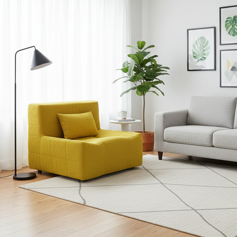 Contemporary Nordic Corduroy Compressed Accent Sofa - High-Density Sponge Lazy Sofa For Living Room Cuvalon