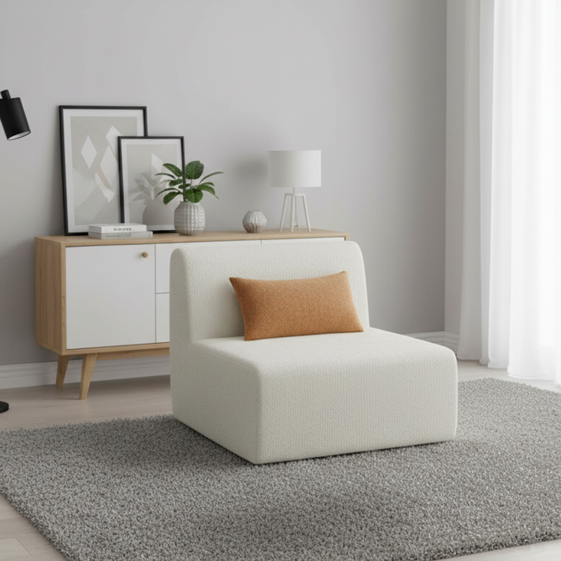 Modern Minimalist Skeletal-Free Single Compression Sofa - Eco-Friendly Formaldehyde-Free Chenille Foam Sofa For Living Room Cuvalon
