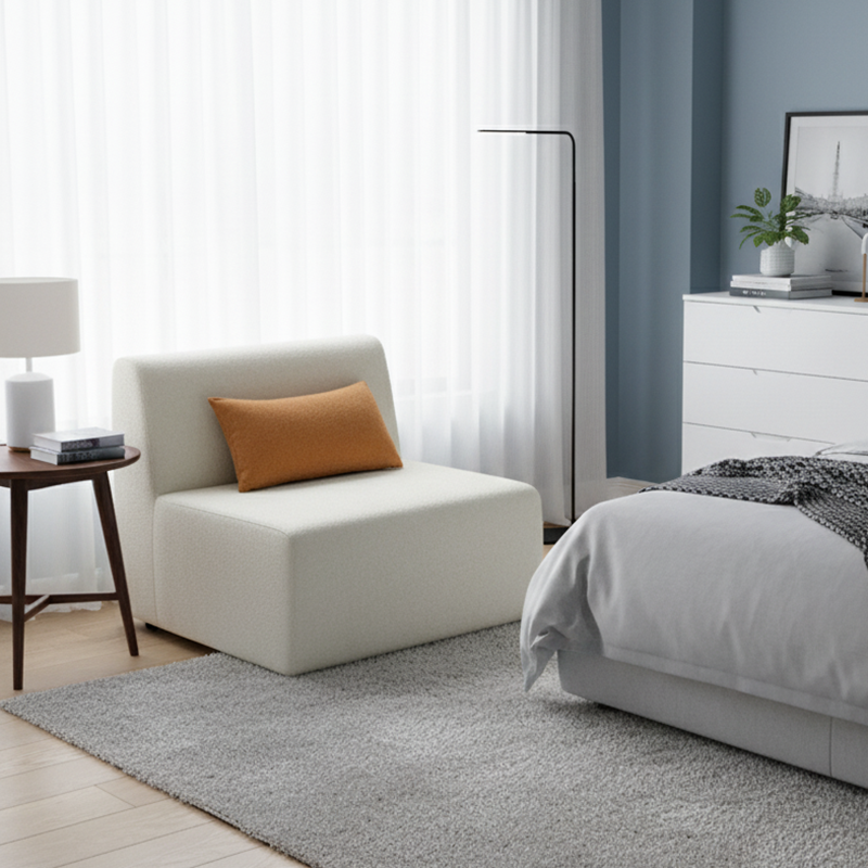 Modern Minimalist Skeletal-Free Single Compression Sofa - Eco-Friendly Formaldehyde-Free Chenille Foam Sofa For Living Room Cuvalon