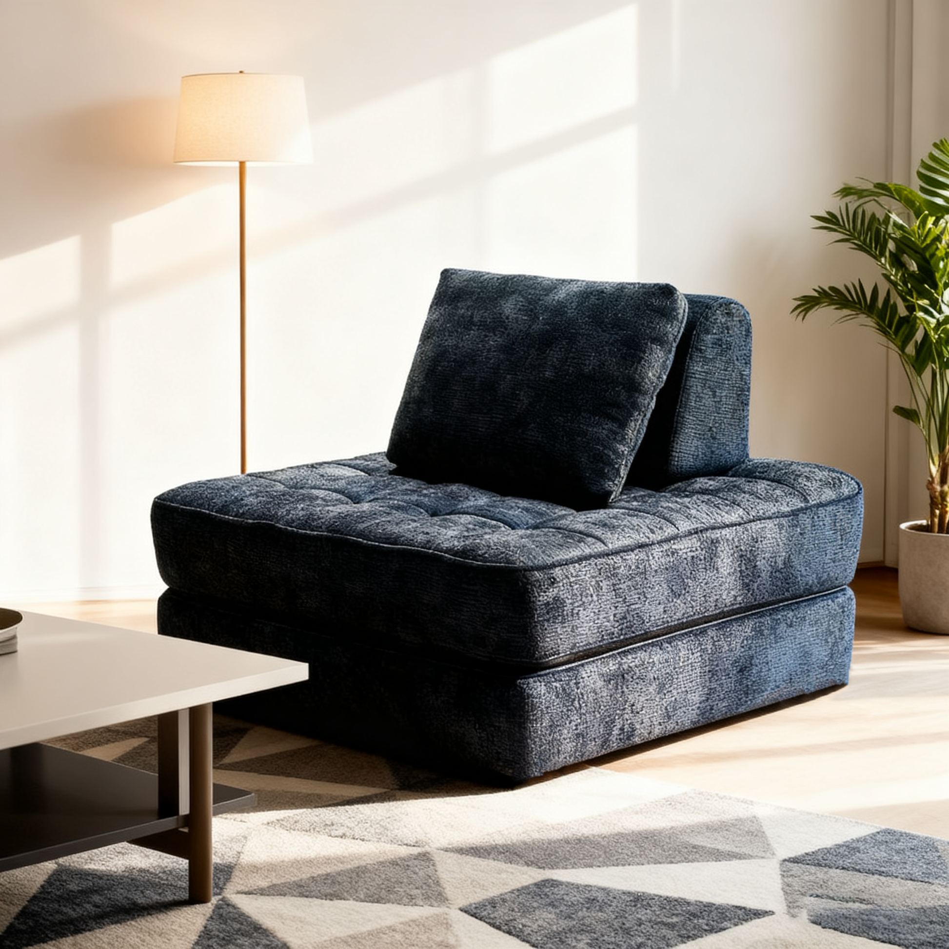 Transformable Shabby Chic Compression Sofa - High-Density High-Resilience Foam Chenille Lounge Chair For Living Room Cuvalon