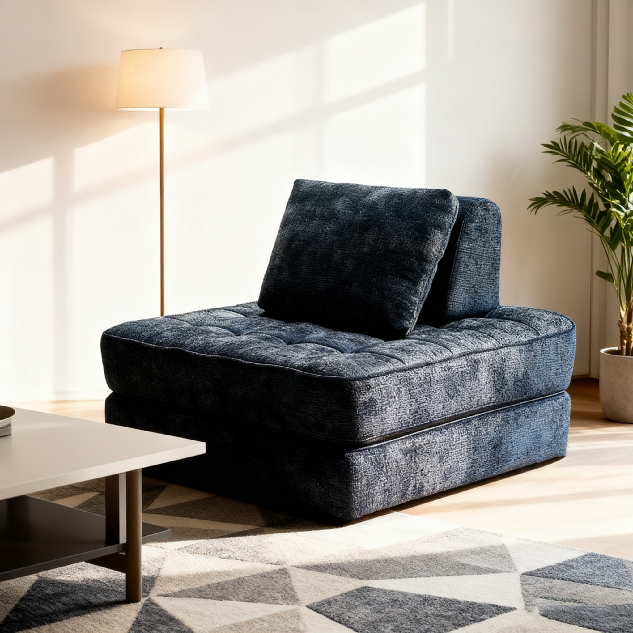 Transformable Shabby Chic Compression Sofa - High-Density High-Resilience Foam Chenille Lounge Chair For Living Room Cuvalon