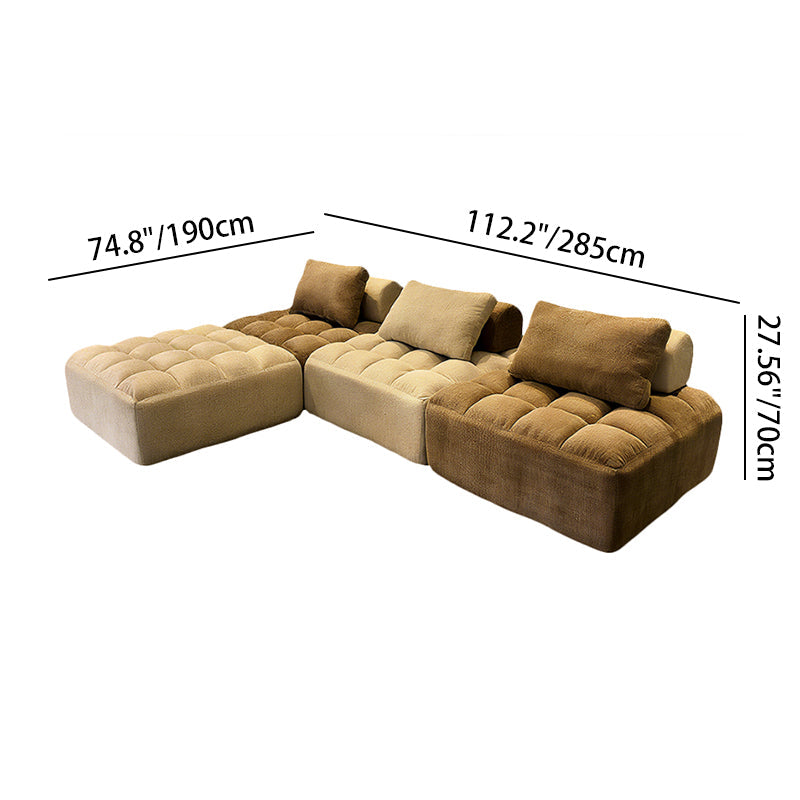 Retro Modular Free-Combination Compression Sectional Sofa - High-Density High-Resilience Foam Chenille Modular Sofa For Living Room Cuvalon
