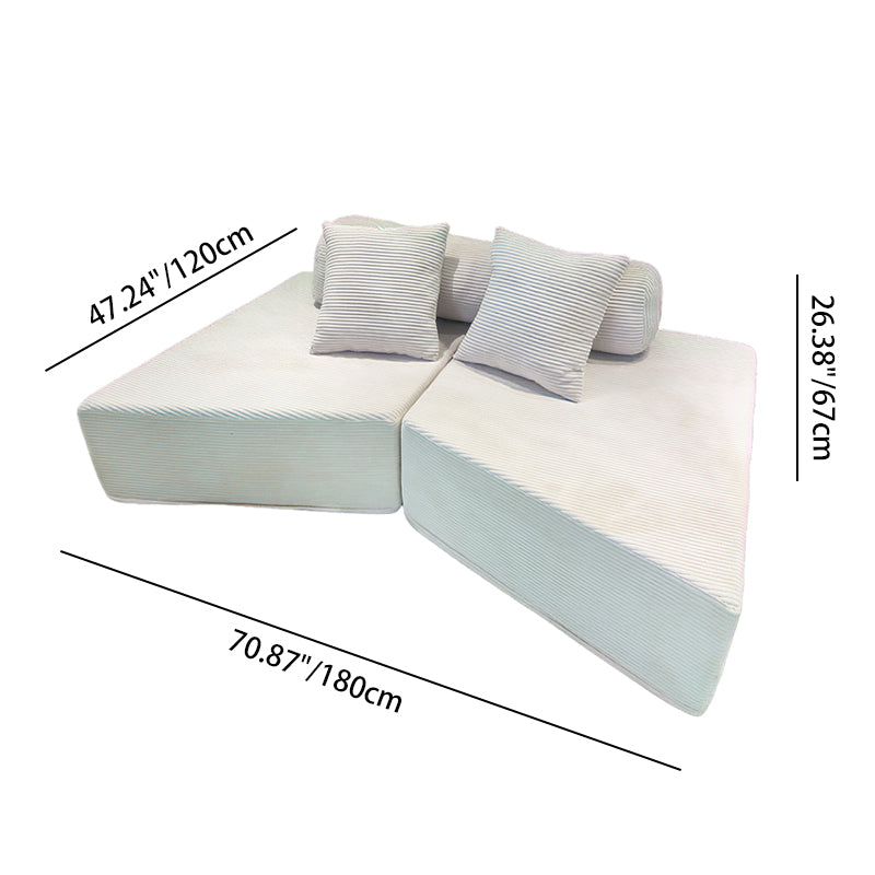 Minimalist Trapezoidal Sectional Compression Sofa - High-Density Rebound Foam Silent Frameless Corduroy Lounge Chair For Living Room Cuvalon