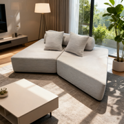 Minimalist Trapezoidal Sectional Compression Sofa - High-Density Rebound Foam Silent Frameless Corduroy Lounge Chair For Living Room Cuvalon