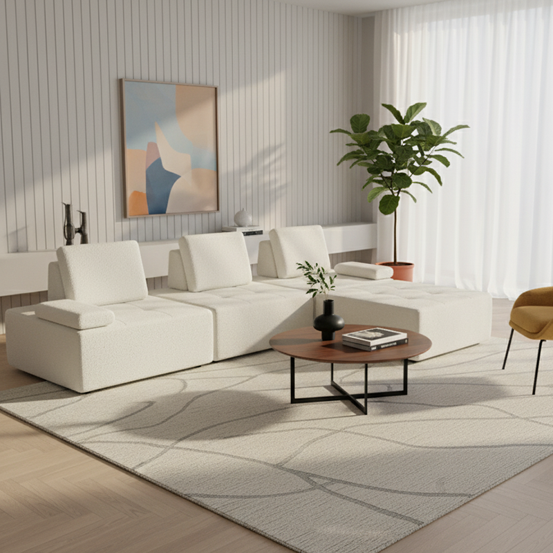 Minimalist Modular Free-Combination Sectional Compression Sofa - High-Resilience Foam Sherpa Modular Sofa For Living Room Cuvalon