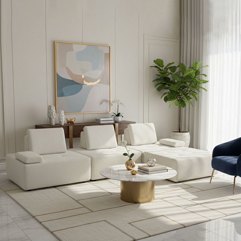 Minimalist Modular Free-Combination Sectional Compression Sofa - High-Resilience Foam Sherpa Modular Sofa For Living Room Cuvalon
