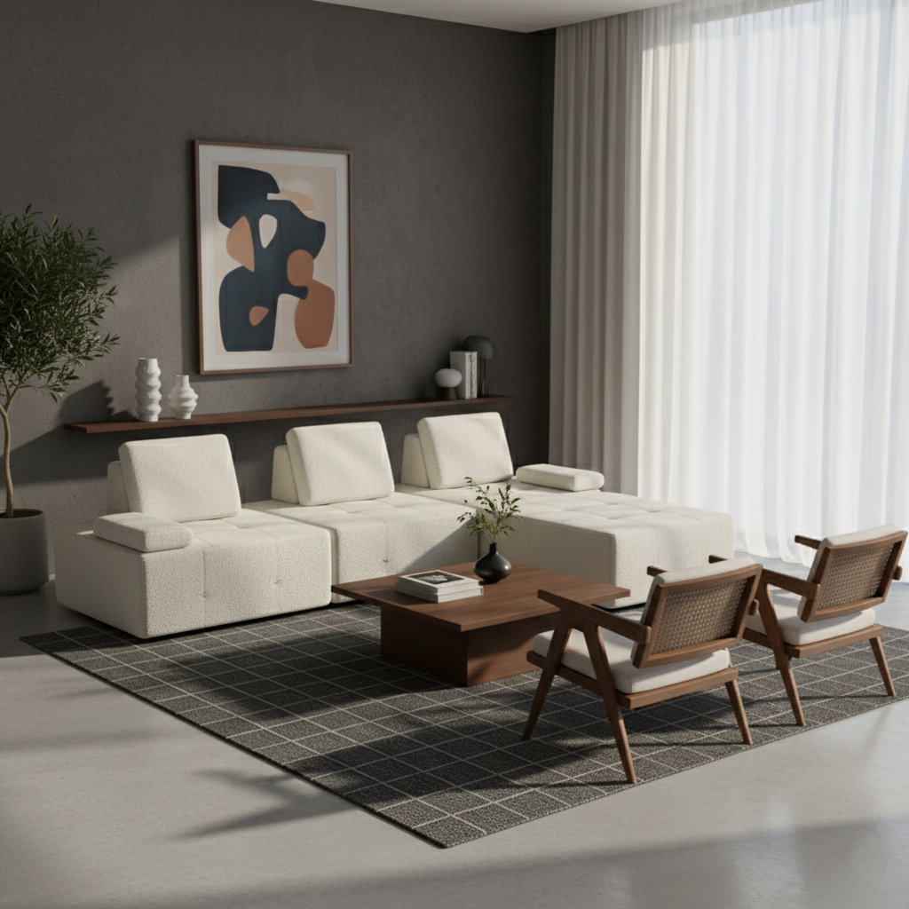 Minimalist Modular Free-Combination Sectional Compression Sofa - High-Resilience Foam Sherpa Modular Sofa For Living Room Cuvalon