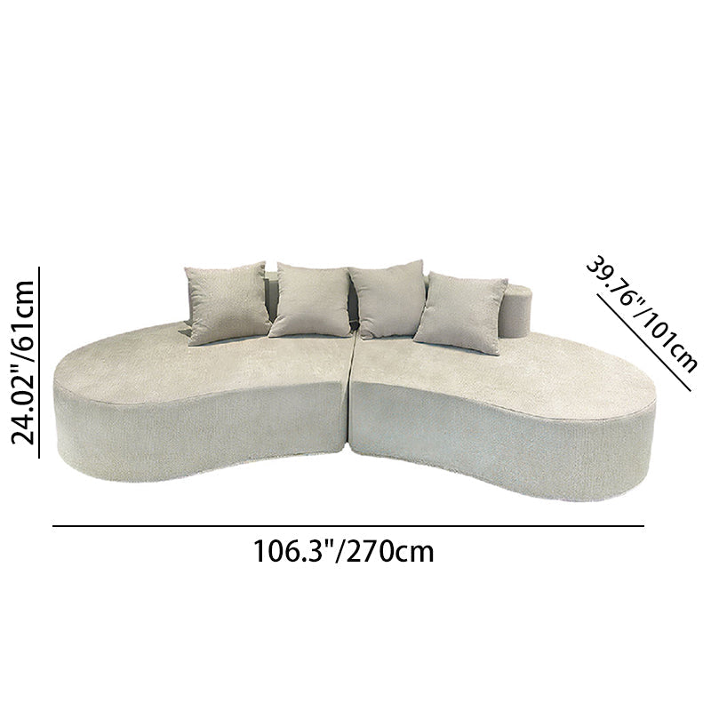 Nordic Dual-Oval Sectional Compression Sofa - Frameless Silent High-Resilience Foam Chenille Lounge Sofa For Living Room Cuvalon