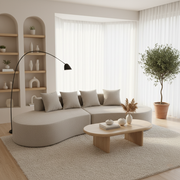 Nordic Dual-Oval Sectional Compression Sofa - Frameless Silent High-Resilience Foam Chenille Lounge Sofa For Living Room Cuvalon