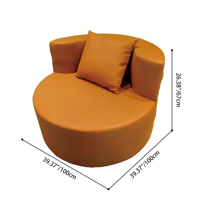 Contemporary Round Leathaire Compressed Sofa - Scandinavian High-Density Sponge Lounge Chair For Living Room Cuvalon