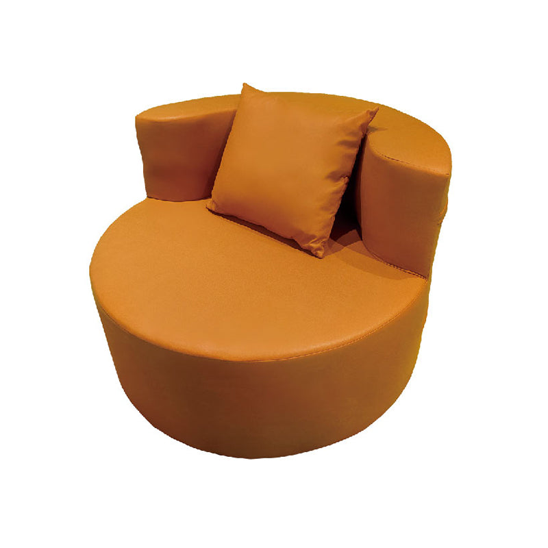Contemporary Round Leathaire Compressed Sofa - Scandinavian High-Density Sponge Lounge Chair For Living Room Cuvalon