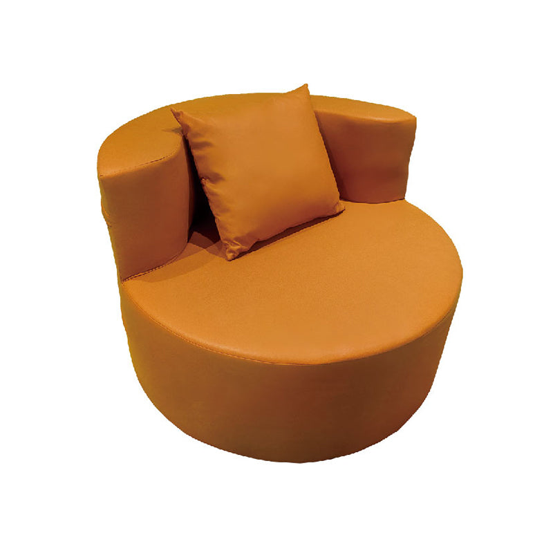 Contemporary Round Leathaire Compressed Sofa - Scandinavian High-Density Sponge Lounge Chair For Living Room Cuvalon