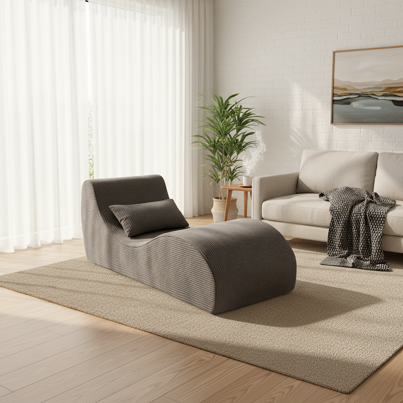 Contemporary Scandinavian Corduroy Compressed Accent Sofa - Wave-Shaped Lounge Chair For Living Room Cuvalon