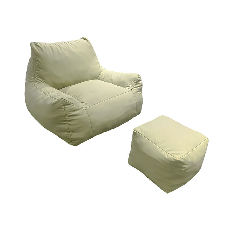 Modern Frameless Leathaire Compressed Sofa - Vacuum Compressed No-Installation Lounge Chair With Footstool For Living Room Cuvalon
