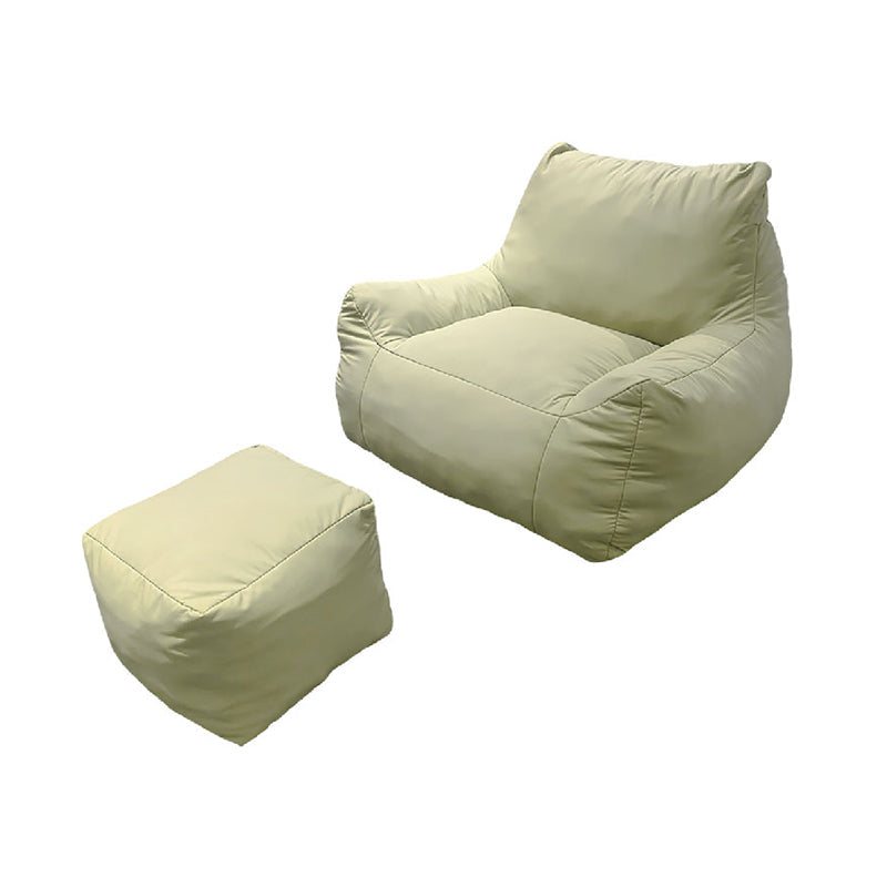 Modern Frameless Leathaire Compressed Sofa - Vacuum Compressed No-Installation Lounge Chair With Footstool For Living Room Cuvalon
