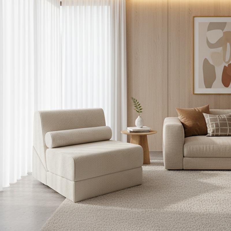 Modern Modular Corduroy Compressed Sofa - Vacuum Compressed Convertible Lounge Chair For Living Room Cuvalon