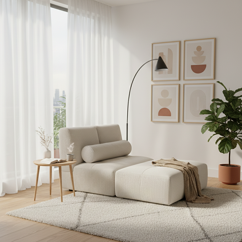 Modern Modular Corduroy Compressed Sofa - Vacuum Compressed Convertible Lounge Chair For Living Room Cuvalon