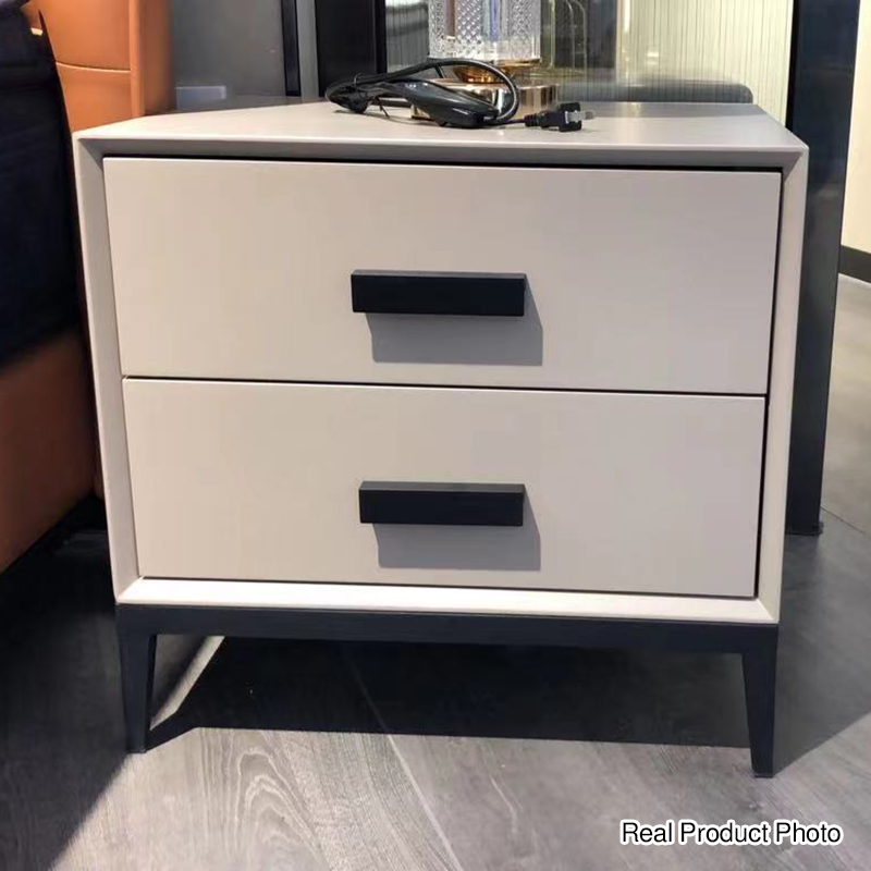Eco-Friendly Nightstand - Scandinavian Aesthetic Iron-Leg Bedside Table 2-Drawer For Bedroom Cuvalon