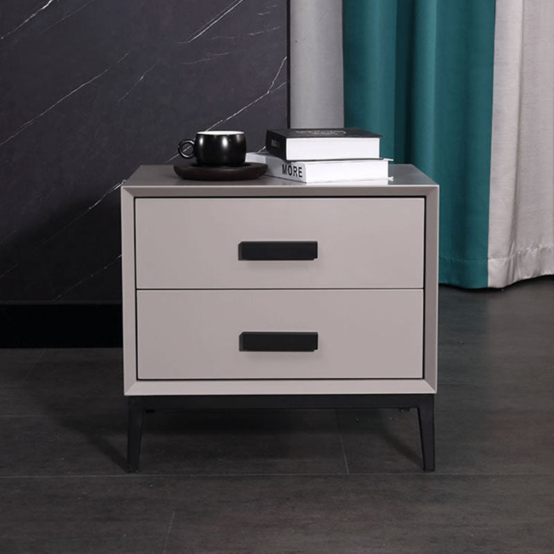 Eco-Friendly Nightstand - Scandinavian Aesthetic Iron-Leg Bedside Table 2-Drawer For Bedroom Cuvalon