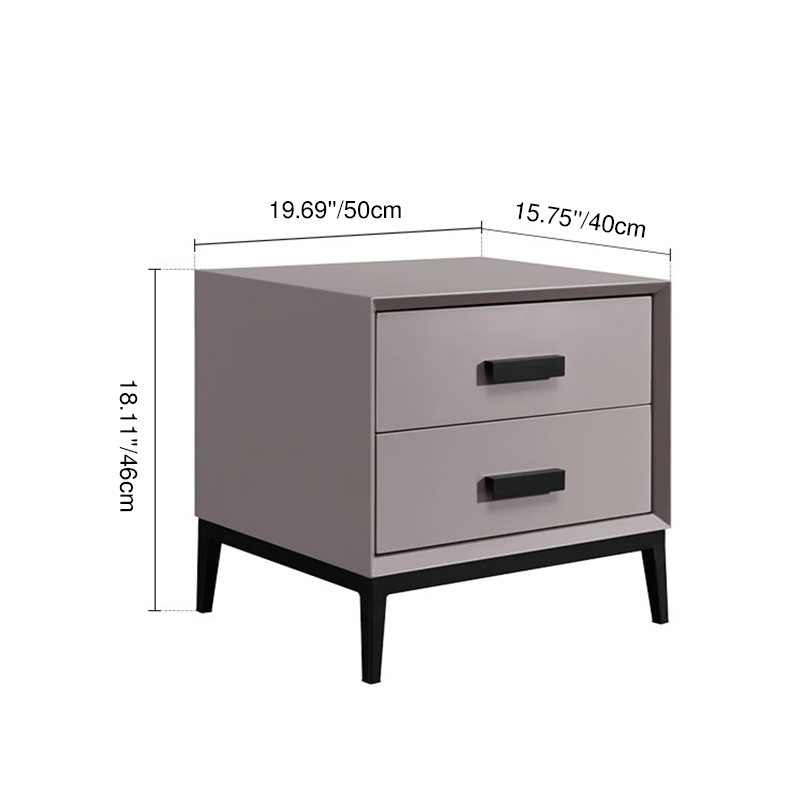 Eco-Friendly Nightstand - Scandinavian Aesthetic Iron-Leg Bedside Table 2-Drawer For Bedroom Cuvalon