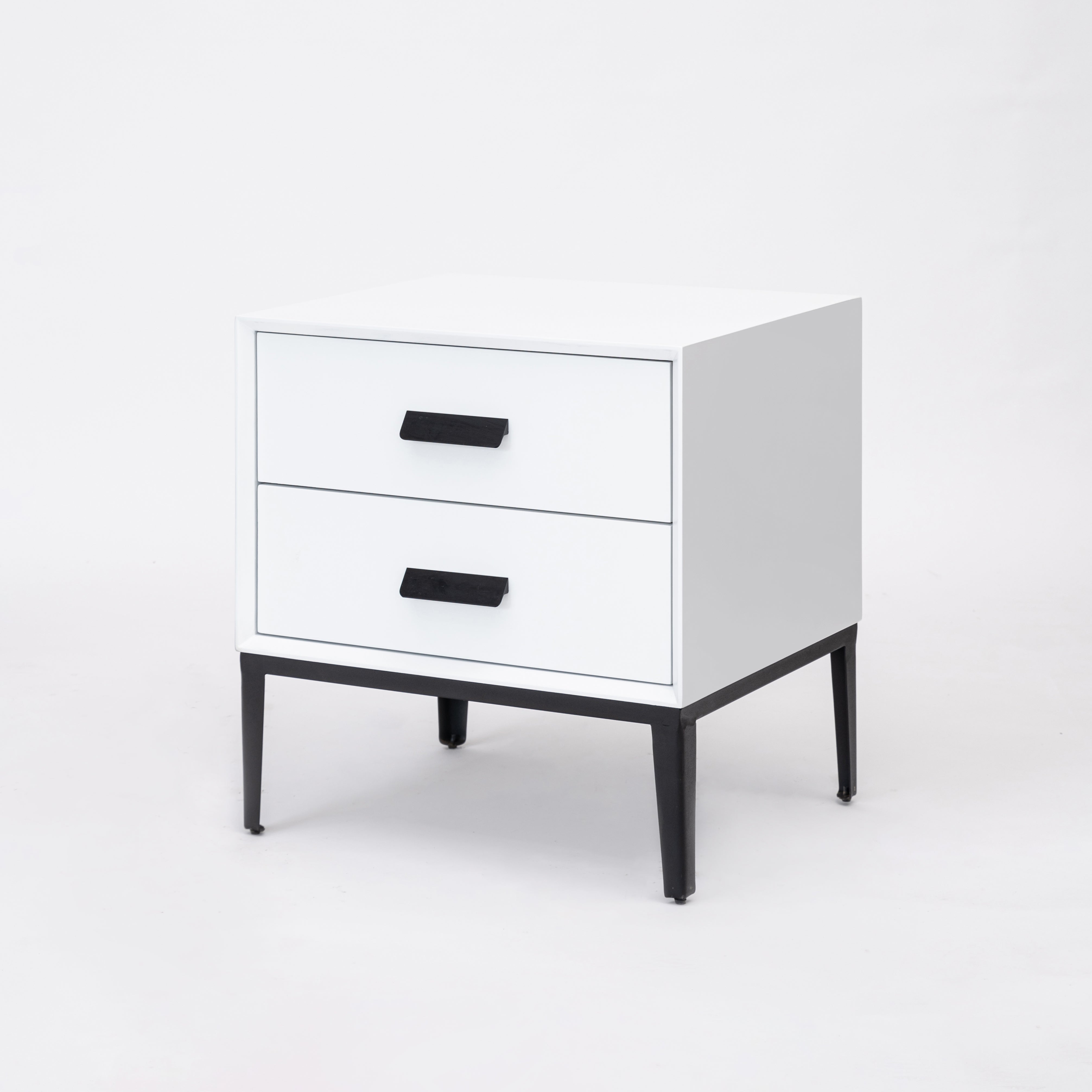 Eco-Friendly Nightstand - Scandinavian Aesthetic Iron-Leg Bedside Table 2-Drawer For Bedroom Cuvalon