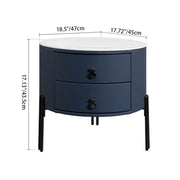 Contemporary Sintered Stone Top Metal Legs Nightstand - 2 Drawers Bedside Cabinet For Bedroom Cuvalon