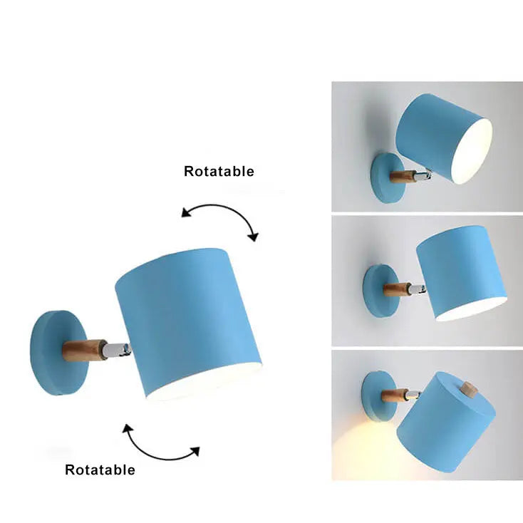 Nordic Macaron Cylinder Rotatable 1-Light Wall Sconce Lamps Cuvalon