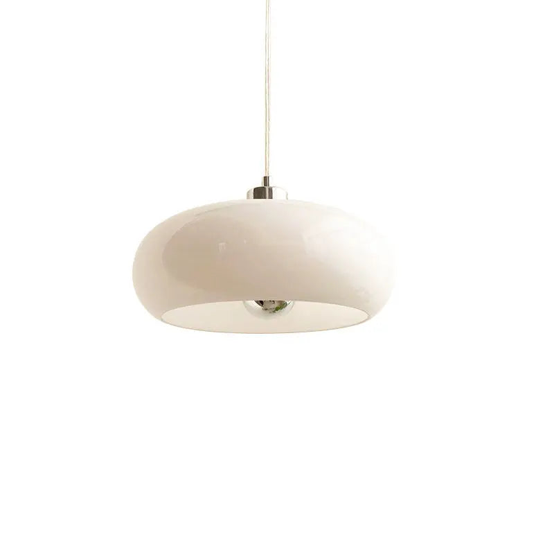 Vintage White / Orange Glass Dome 1-Light Pendant Light Cuvalon